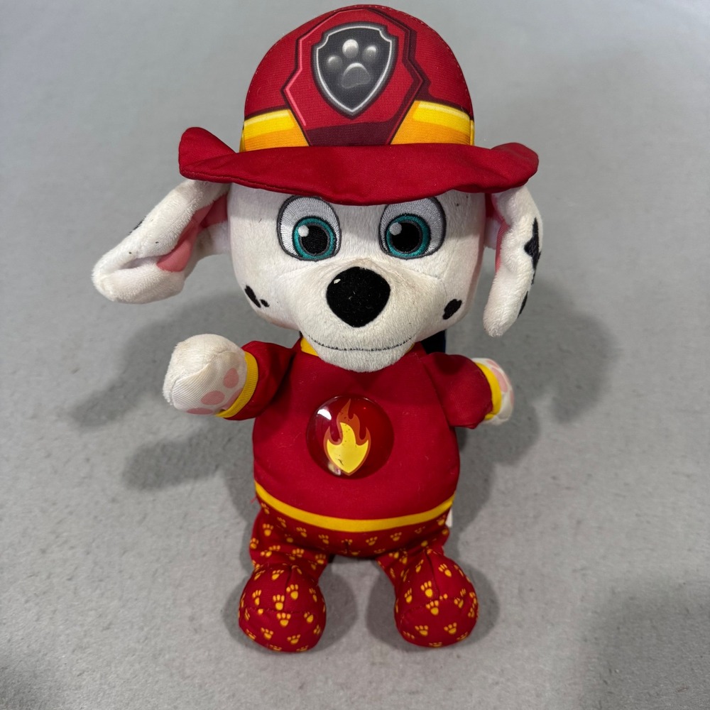 PAW Patrol Marshall Plush Toy Snuggle Up Pup Red Light Up Firefighter Dalmatian